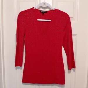 Red Sparkle INC V-Neck Top